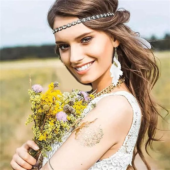 ♥NEW! Anthropologie Natural Long Feather Dangle Earrings ♥ - Picture 4 of 4